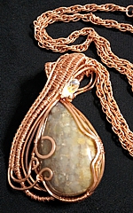 teardrop coral jade pendant